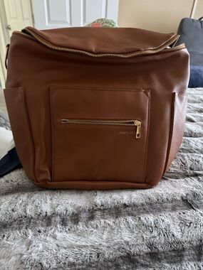 Fawn Design Cognac Faux Leather Backpack